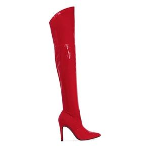 Over The Knee Thigh High Red Boots